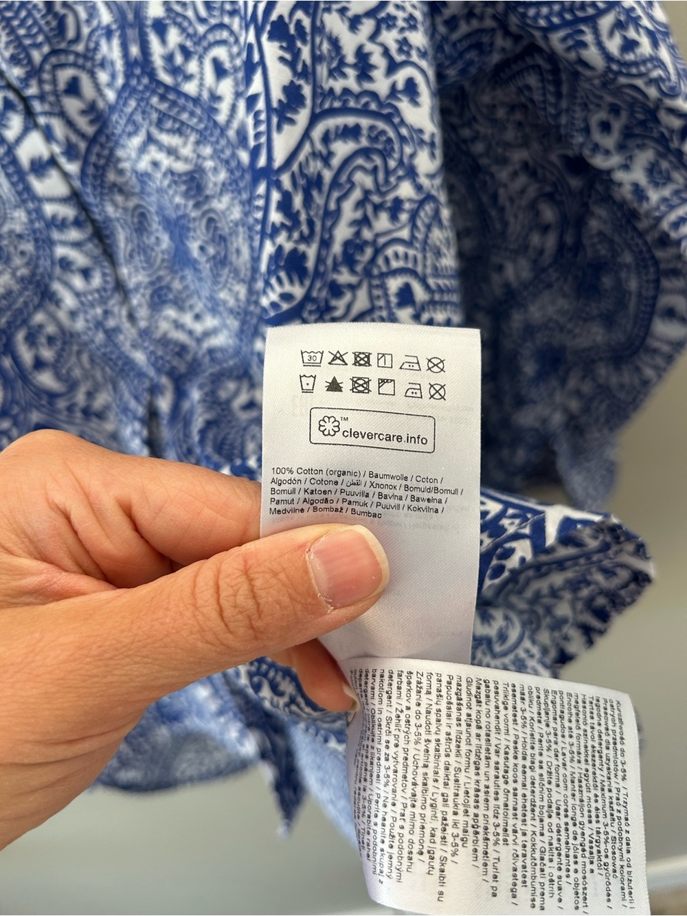 Part Two Organic Cotton Blue White Paisley Print Scandinavian Tunic Blouse Top - Picture 9 of 9